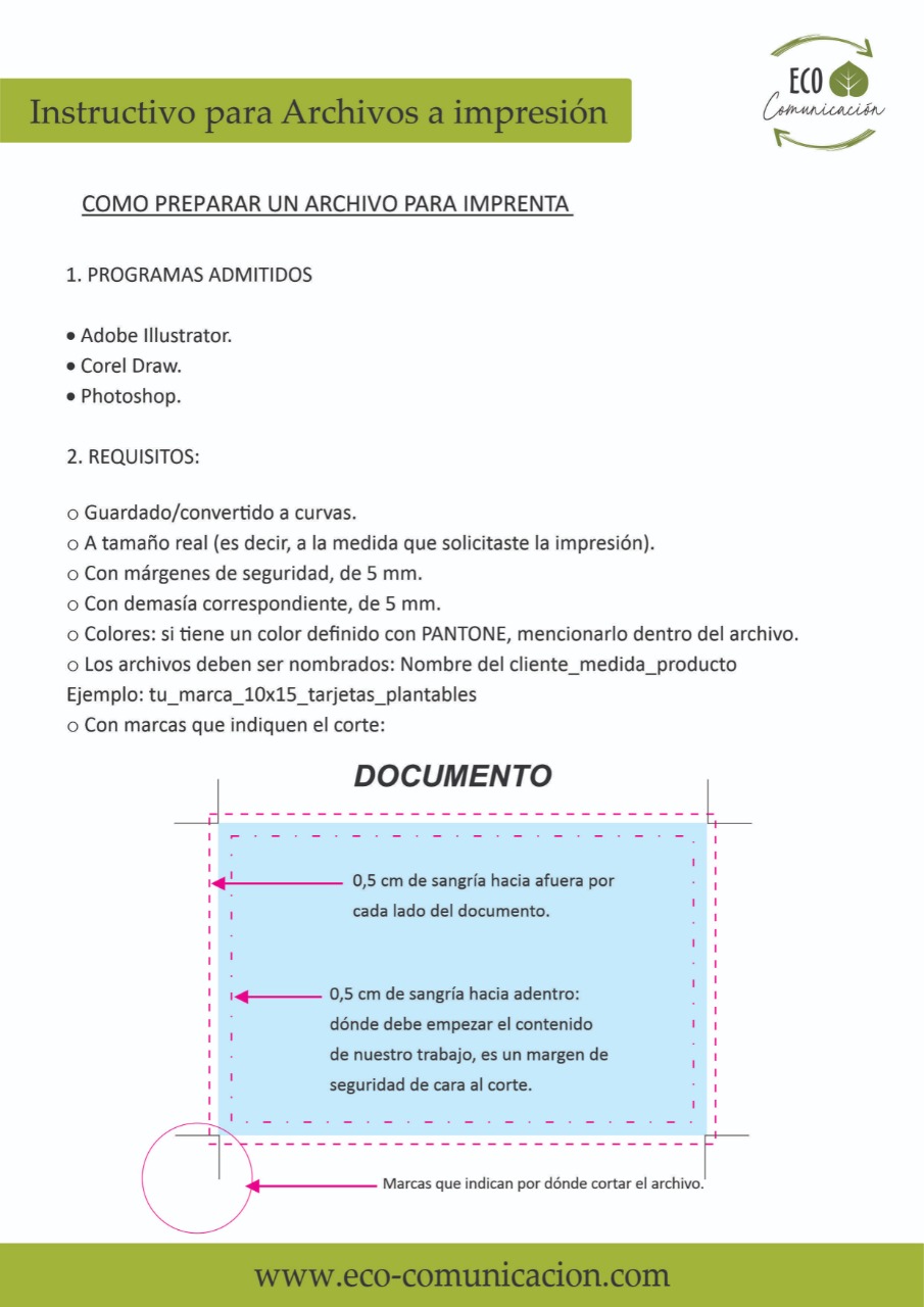 Instructivo para archivos a impresion